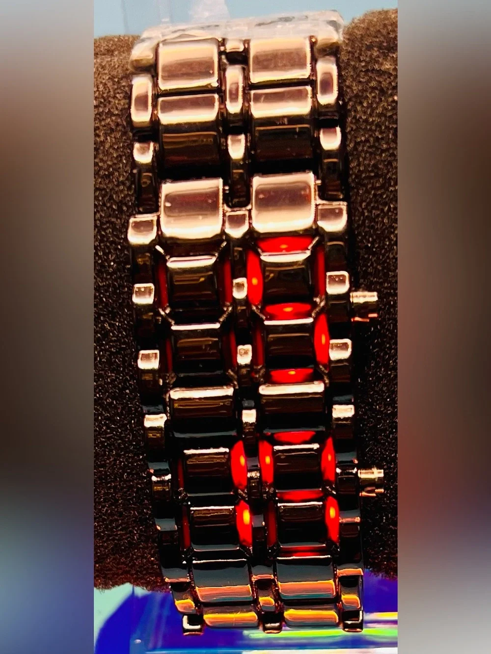 Gosasa Iron Samurai Faceless LED Lava Digital Bracelet Watch - Black & Red NIB